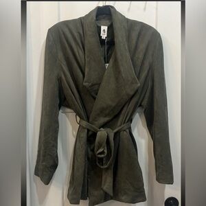 Flawless Women's Suede Dark Olive Green Wrap Jacket Size XL NWT
